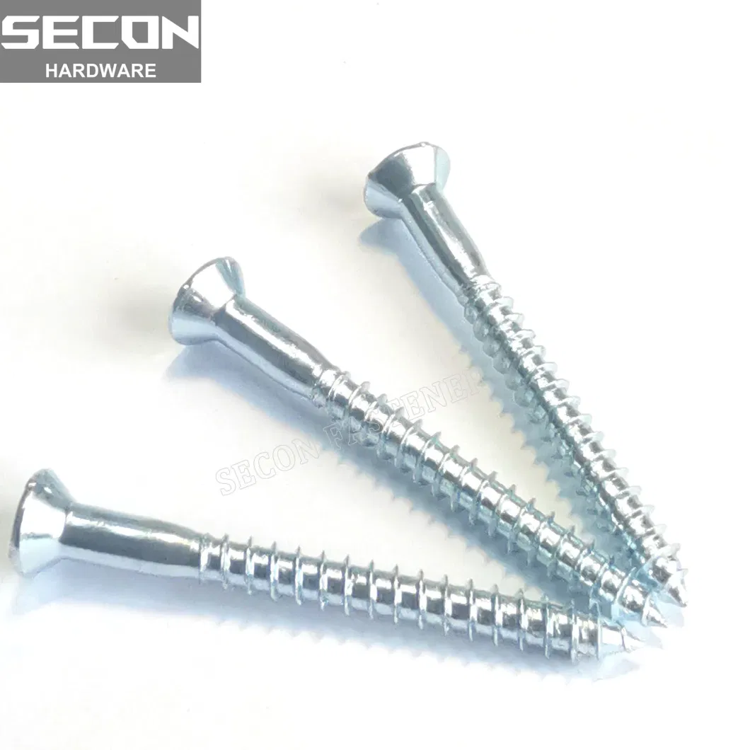 China Export Supplier M4.5*32 White Nickel Watch Screw Plain Color Countersunk Head Screws for Wood