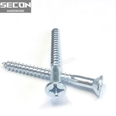 China Export Supplier M4.5*32 White Nickel Watch Screw Plain Color Countersunk Head Screws for Wood